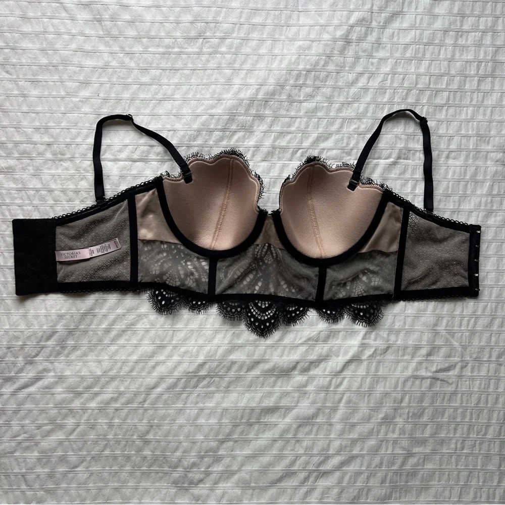 Victoria's Secret Dream Angels Lined Multi-Way Mini Lace Bustier in Black, 32D - Picture 5 of 14